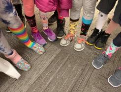 students wore crazy socks to commemorate World Down Syndrome Day
