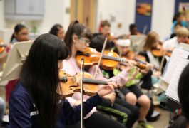 Discovery Middle School students in Orchestra class